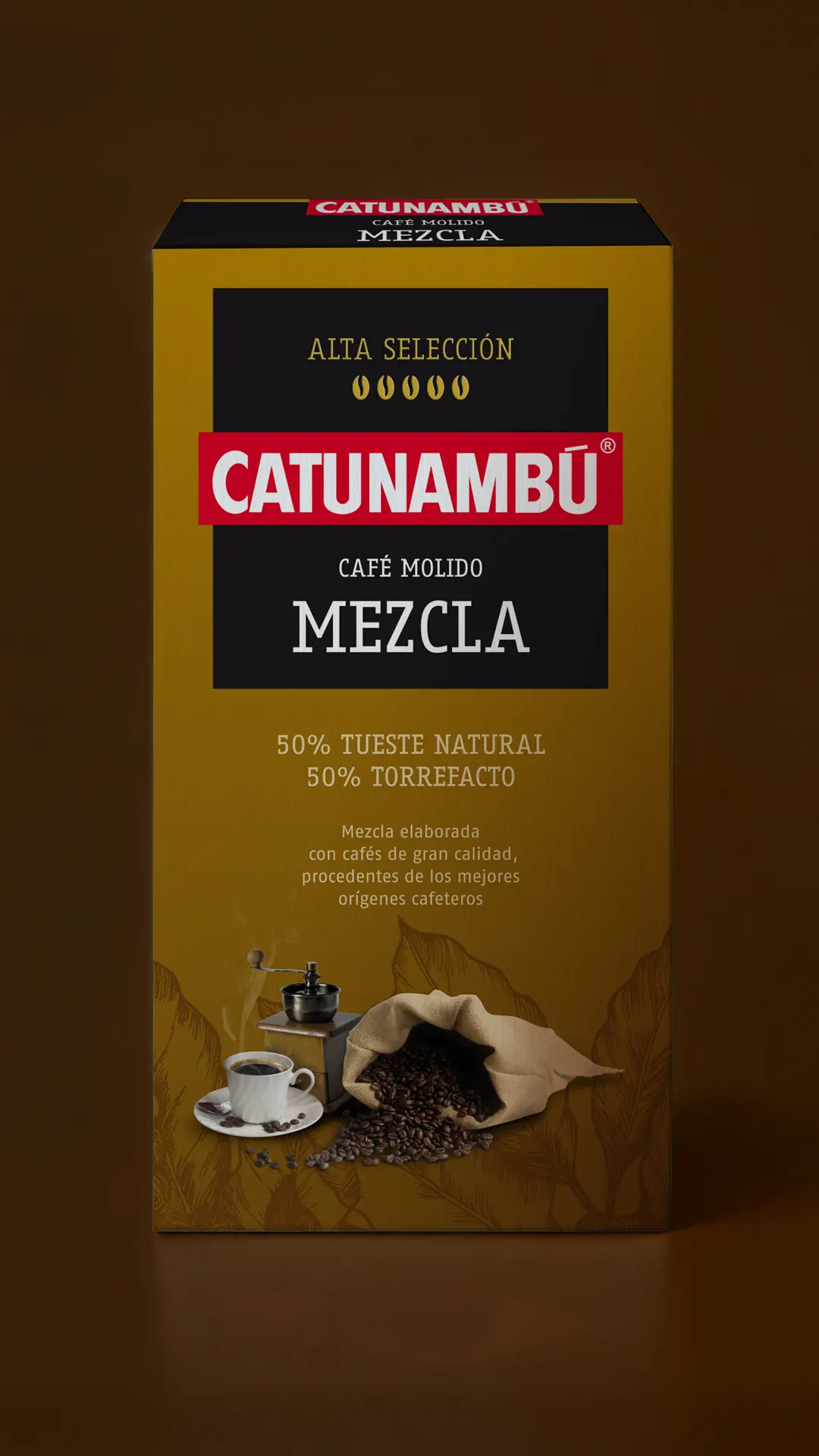Diseño de packaging para café Catunambú, ilustración y gráfica por Bassali.