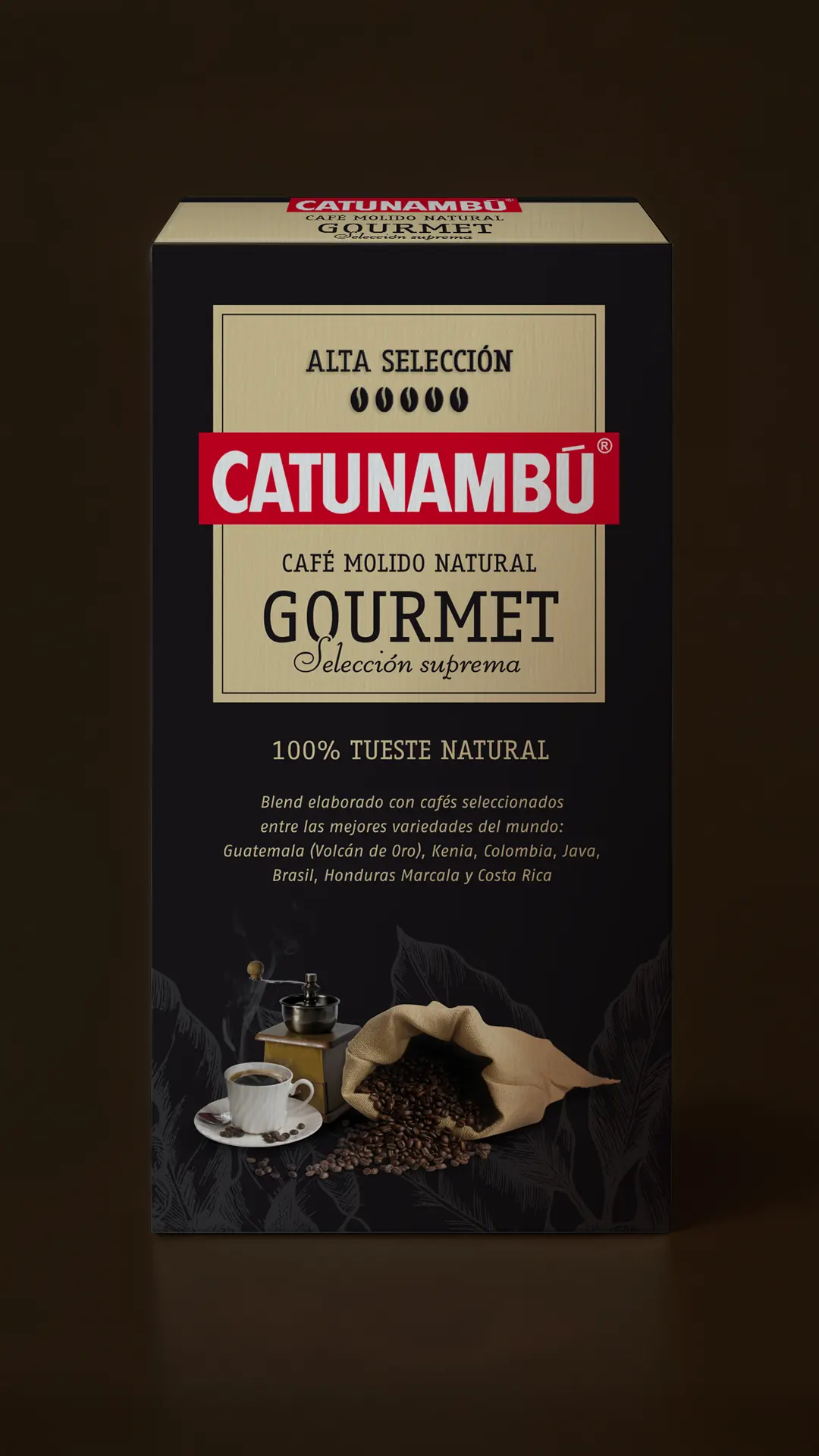 Diseño de packaging para café Catunambú, ilustración y gráfica por Bassali.