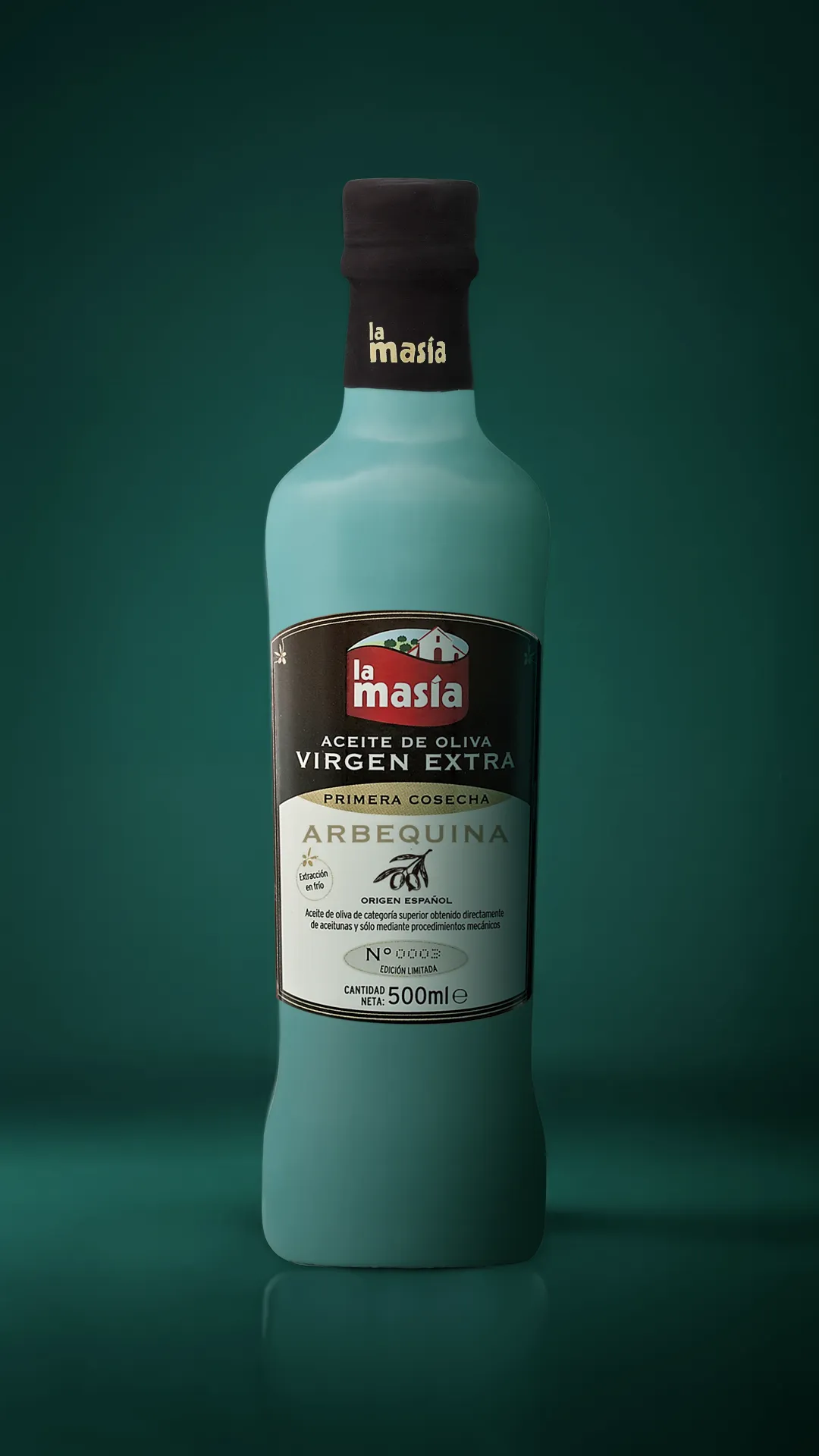 Diseño de packaging para Aceite de Oliva Virgen Extra de La Masía, packaging y gráfica por Bassali.