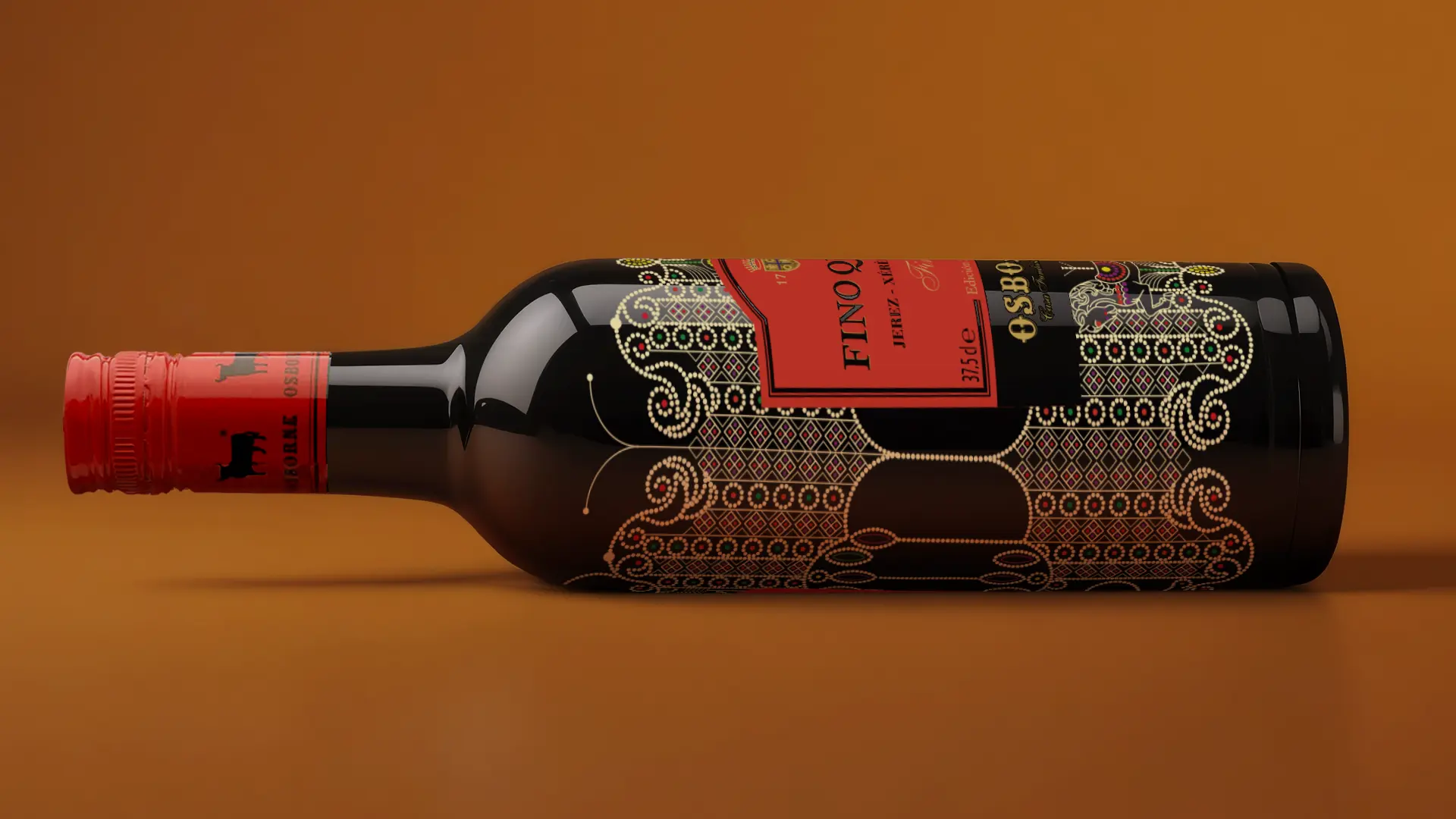 Diseño de packaging para Fino Quinta de Osborne, ilustración y gráfica por Bassali.
